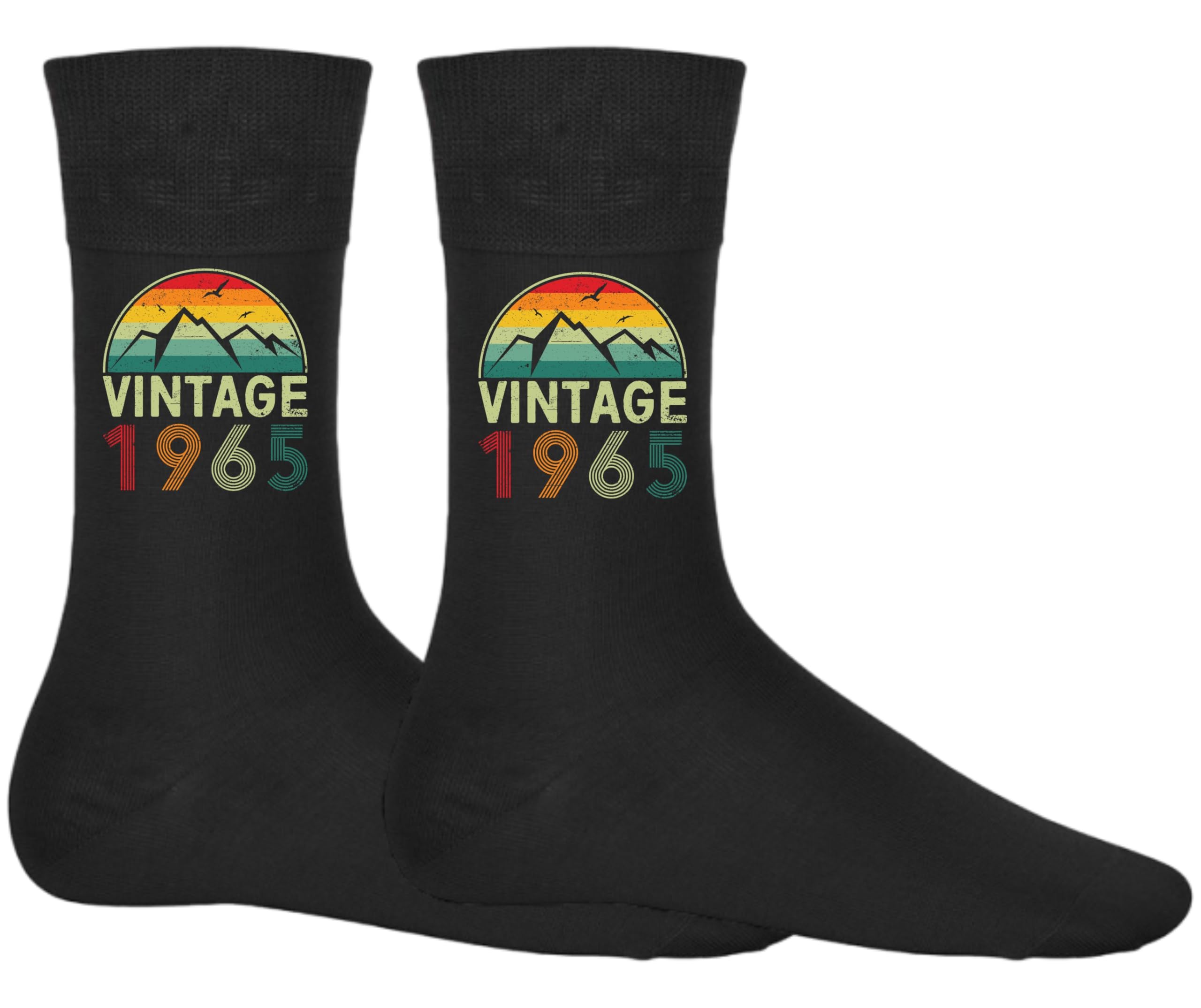 Dcg Printwear Unisex Black Milestone Socks For 60Th Birthday – Born In 1965 Gag Gift – Funny Socks For Adults