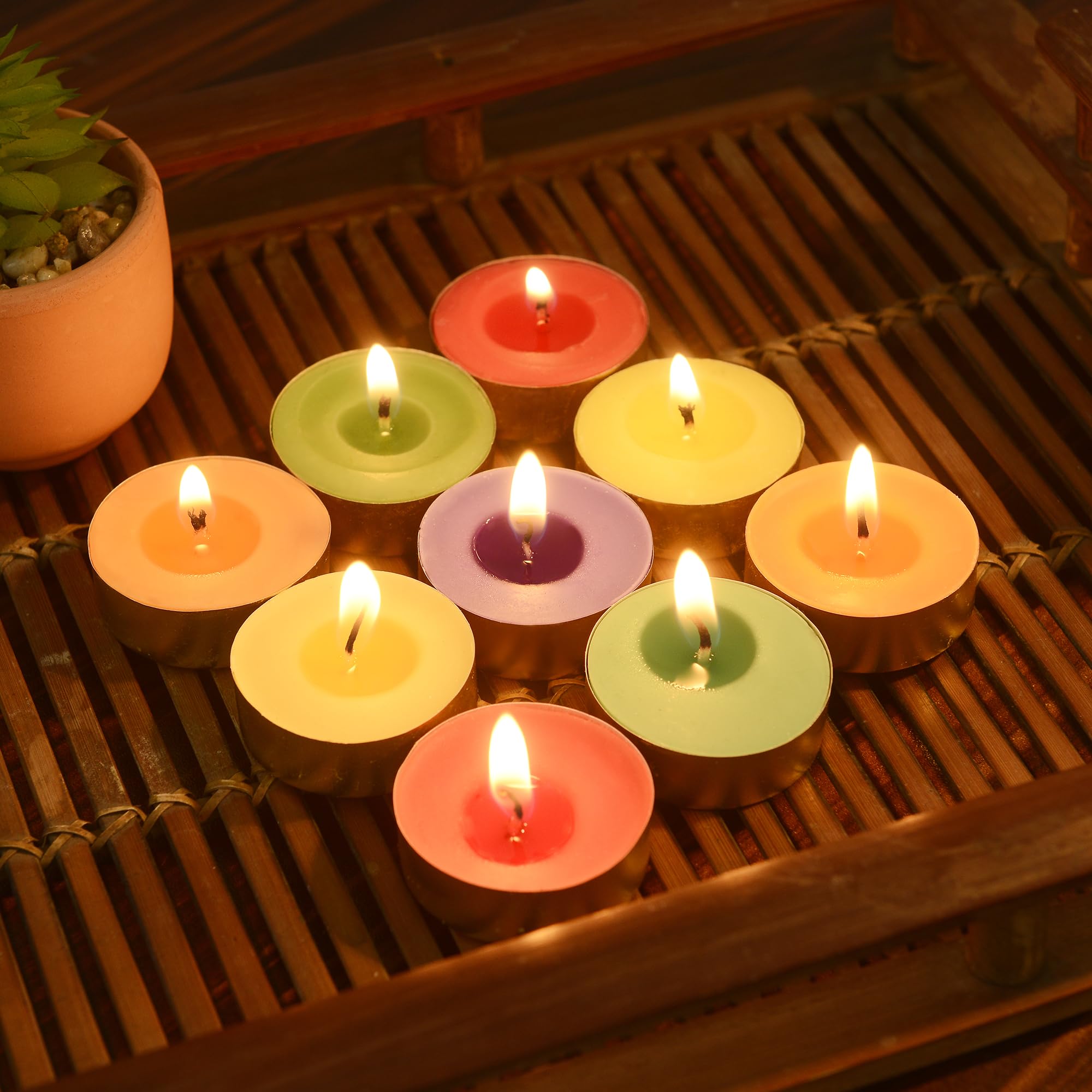 Welburn Veda&Co® Pooja Scented Tealight Candles wih Temple Bells Fragrance | Upto 4 Hours Burning Time| Made with Deepam Oils & Natural Waxes for Home Temple, Offices & Special Occasions Multicolor