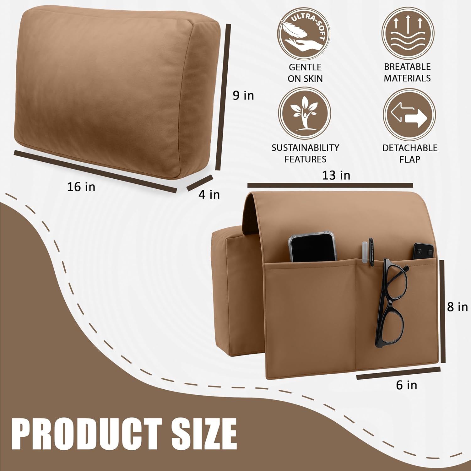 sokoro Recliner Headrest Pillow, Versatile Neck Support Cushion with Velvet Cover for Adults, Ideal Accessory for Chair, Couch, Office, Bed, Lumbar Pain Relief, Travel, Lounging, Brown - Image 6