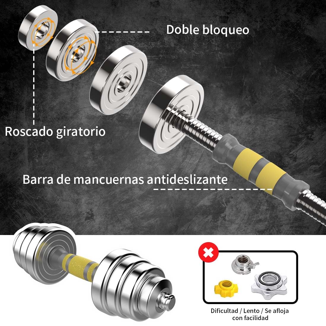 PHOEROS Juego de Mancuernas Ajustable-Set de Pesas 20/30/40KG,Mancuernas Barra Pesas Rusas 3 en 1,Mancuerna de Acero Par para Fitness Entrenamiento,Equipo Gimnasio Casa para Hombres y Mujeres