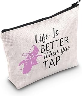 MEIKIUP Tap Dance Gift Tap Dance Makeup Bag for Dancer Tap Dance Teacher Gift Life is Better When You Can Tap Dancing Dancer Cosmetic Bag (CA When You Tap Bag)