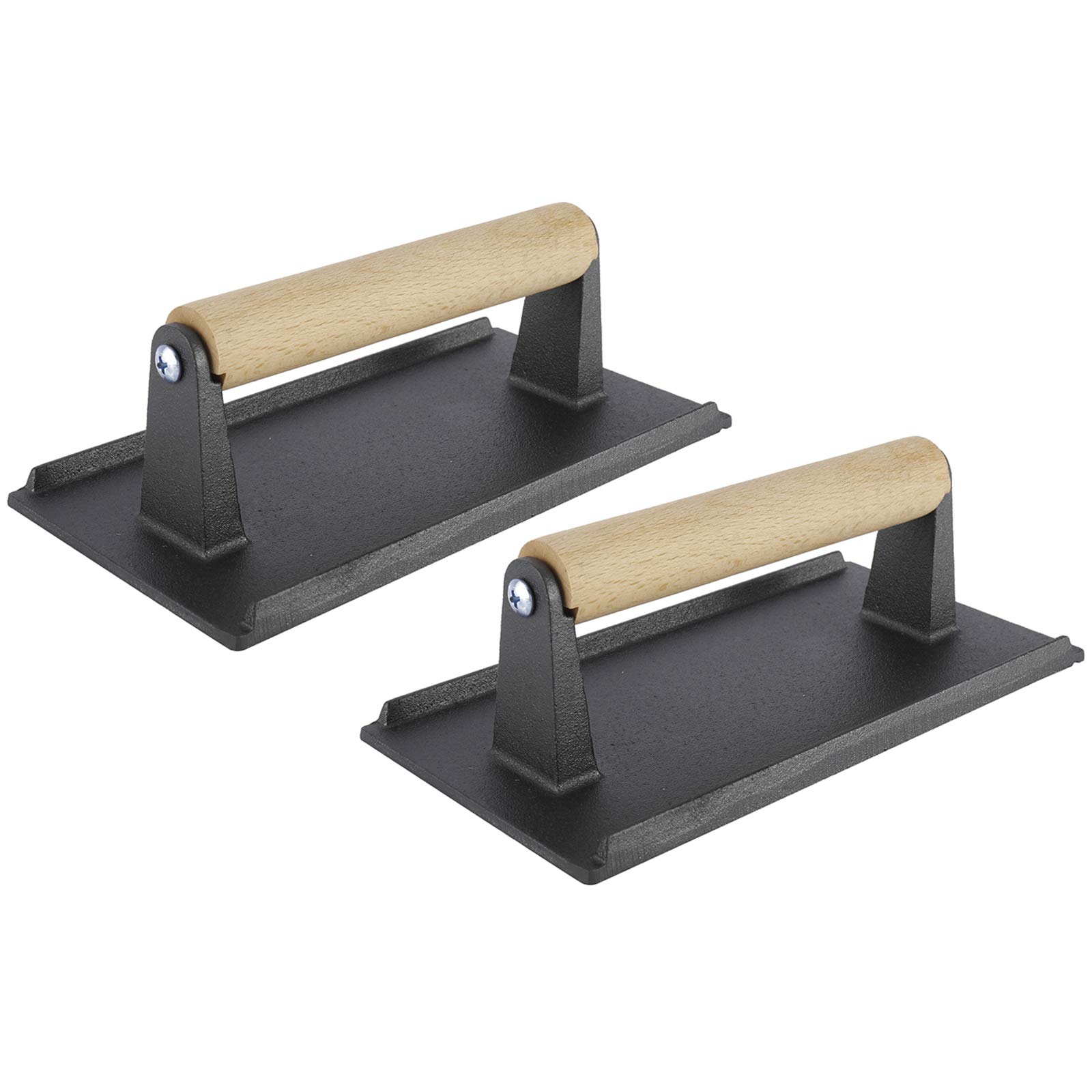 Yaegoo 2 Pack Cast Iron Steak Weight Press with Wooden Handle 8 x 4-Inch for Bacon, Paninis, Sandwiches and Vegetables