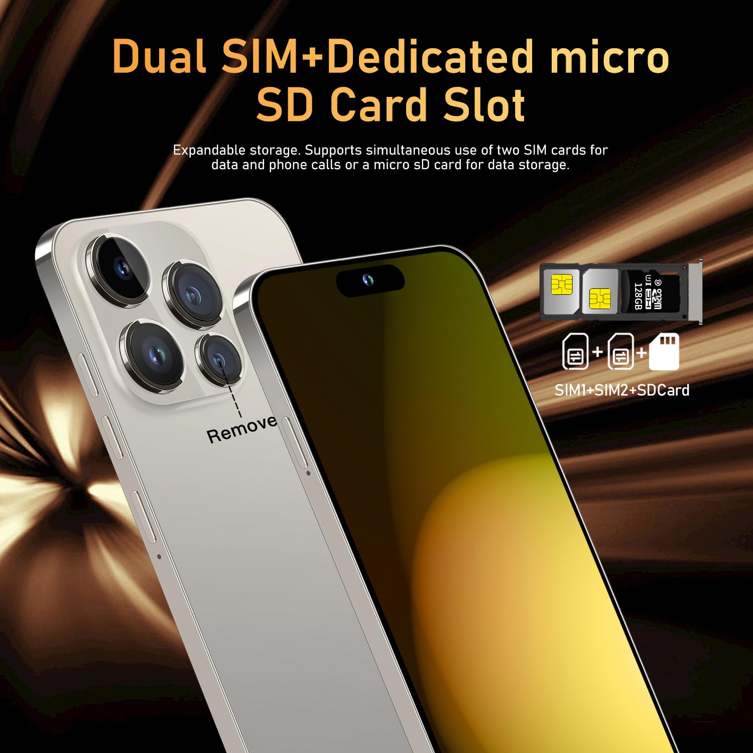 14PROMA X Smartphone Unlocked Cell Phone,Battery 6800mAh 6.82" HD Screen Unlocked Phones,16+512GB Android 14 with 128GB Memory Card,Dual SIM/Fingerprint Lock/Face ID/GPS (Natural Titanium, 16+512G)