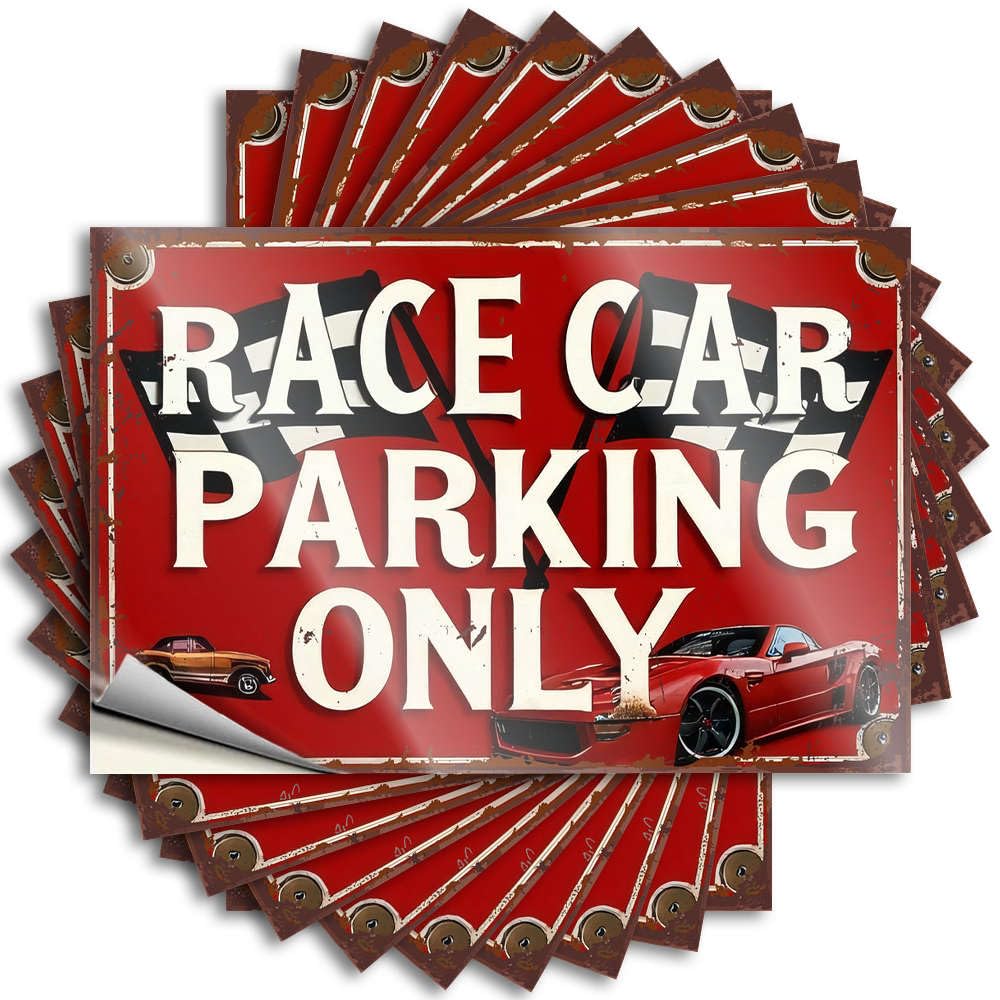 Race Car Parking Only Aesthetic Tattoo | Indie Decor Waterproof Vinyl Cover Adults Removable Decal Peel Stick(12X18CM)
