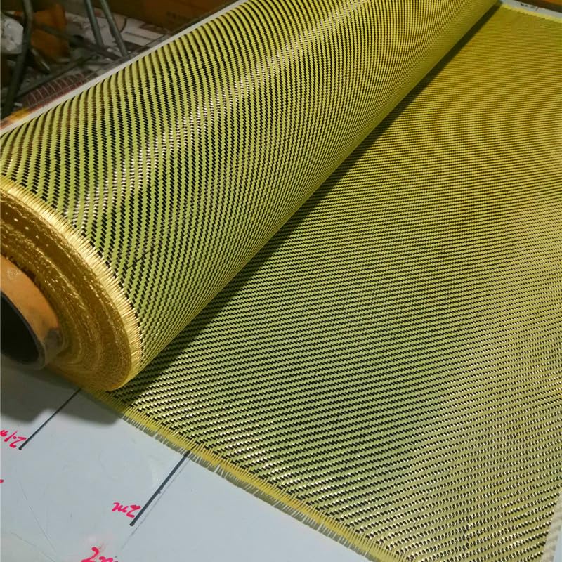 200gsm 1100D Yellow Kevlar and 3K Carbon Fiber Mixed Fabric 2x2 Twill/Grain Carbon Kevlar Cloth Aramid Fiber 40