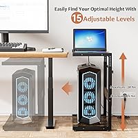 Vista 5 de JANE EYRE Soporte de torre para computadora, soporte de torre de PC ajustable con estación de carga, soporte para CPU con ruedas