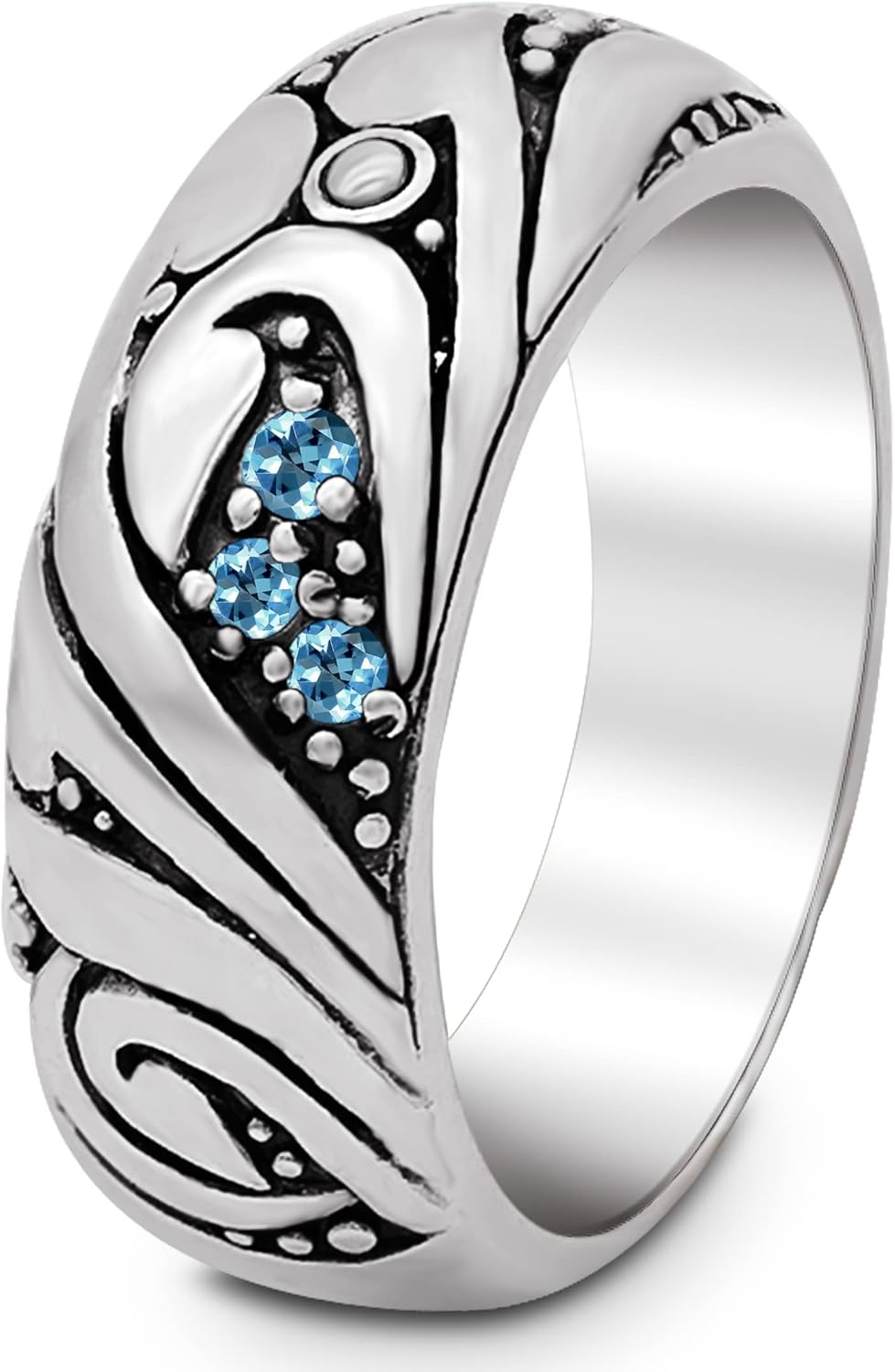 DEVATA Gold or Rhodium Plated Sterling Silver 925 – Eternity, Band Ring for Women – Heart, Knot, Clover, Infinity, Mariner, Cable, Curb, Cuban, Figaro, Daisy, Rope, Ribbed, Dome - Image 3