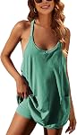 Tanming Athletic Robe de tennis avec short intégré V-Neck Spaghetti Bracelet robe d'été pour femme