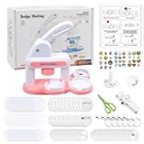 Lymoc Badge Maker Machine with 3 Pins Sharp,Upgrade Button Maker Artist DIY Pin Maker Press Machine Badge Punch Kit with 86 pcs Button Parts Circle Cutter Present Installation-Free,Pink