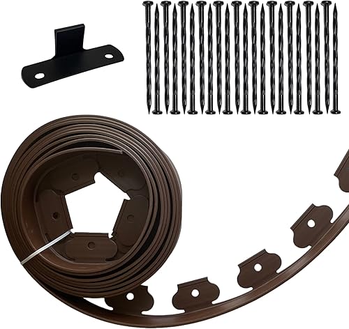 Kit de bordes de paisaje negro de 20 pies para bordes de césped incluye 20 puntas, 2 pulgadas de alto borde de plástico para bordes de jardín para