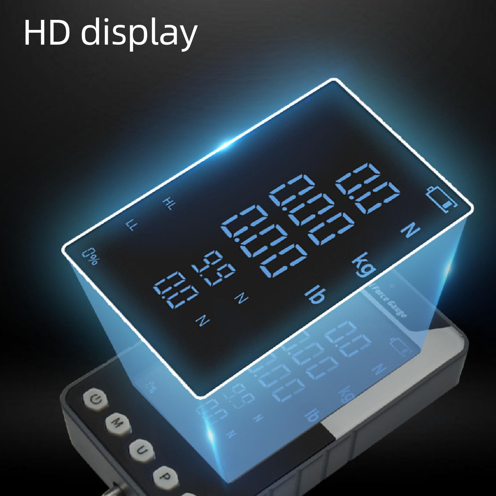 Digitales Kraftmessgerät Zugkrafttester mit Farbdisplay 5kg 11lb 50N Echtzeit und Haltemodus für Prüfung und Datensynchronisation