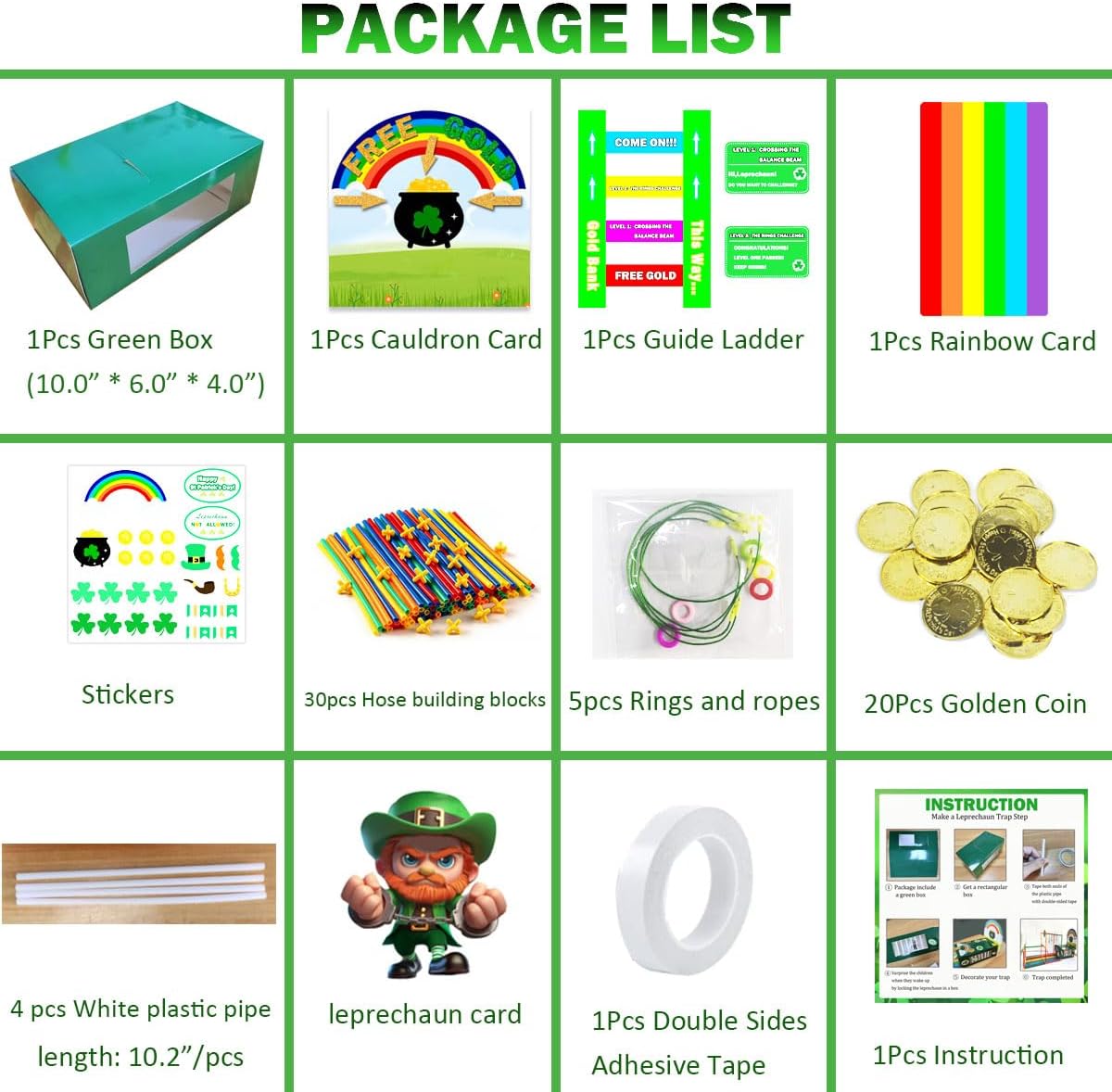 DQFAQYY St Patricks Day Decorations DIY to Catch a Leprechaun Trap Craft Kit for St Patricks Day Party Supplies