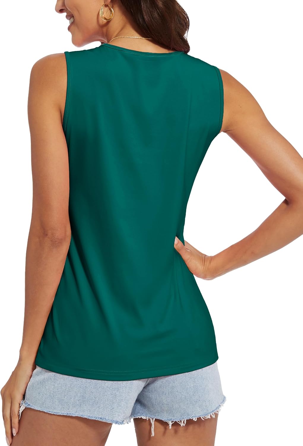 MAGCOMSEN Women's Workout Tank Top Athletic Muscle Sleeveless Crew Neck Shirt UPF 80+ Moisture Wicking Gym Running - Image 2