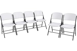 Commercial Grade 80747 Lifetime Folding Chairs - White Granite, 6 Pack (Folds Flat)