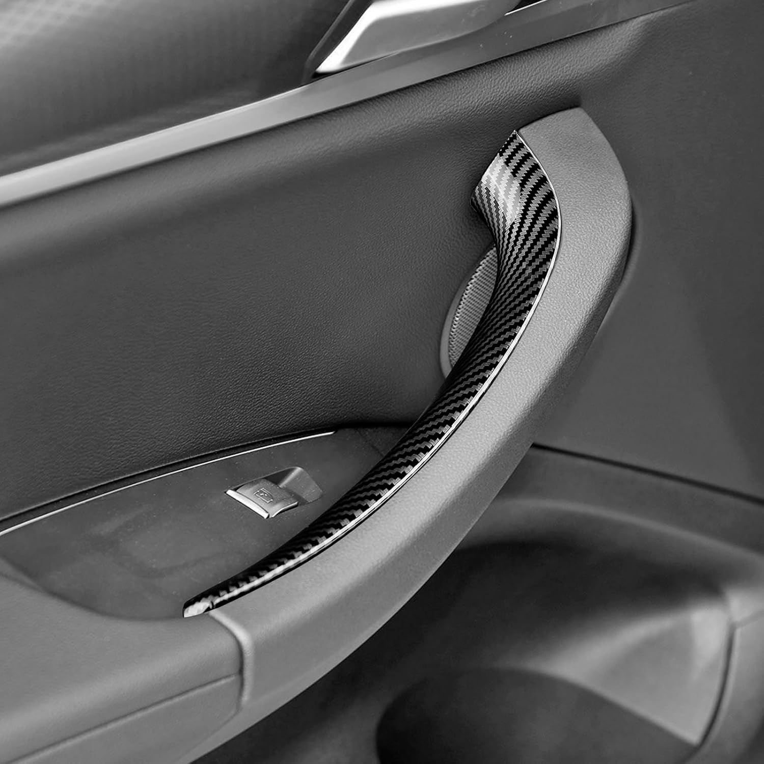 4 PCs Door Handle Cover for BMW X3 X4 G01 G02 2018-2023, Left & Right Interior Door Pull Handle Covers Driver & Passenger Side Door Pull Handle Sticky ABS Carbon Fiber Pattern
