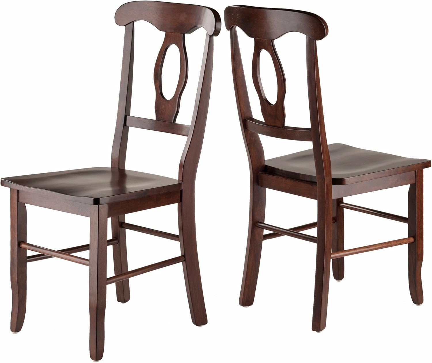 Walnut Keyhole Back Transitional Side Chairs, Set of 2