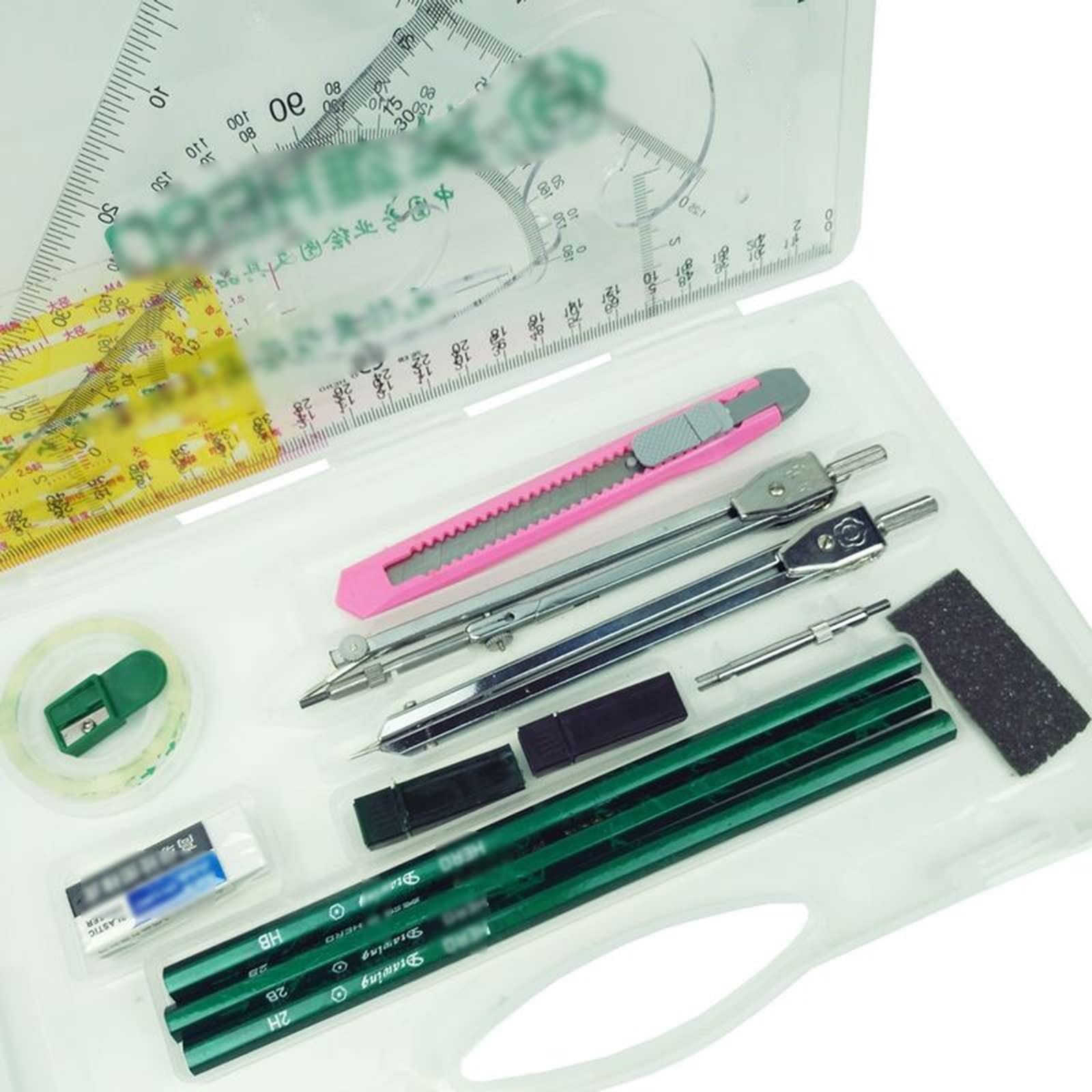 Compassi per tracciare Geometria Strumenti Disegno Set di precisione Set di matematica Bussola e goniometro Set Set Geometry Tools Kit for la scuola con set quadrato Strumenti di misura