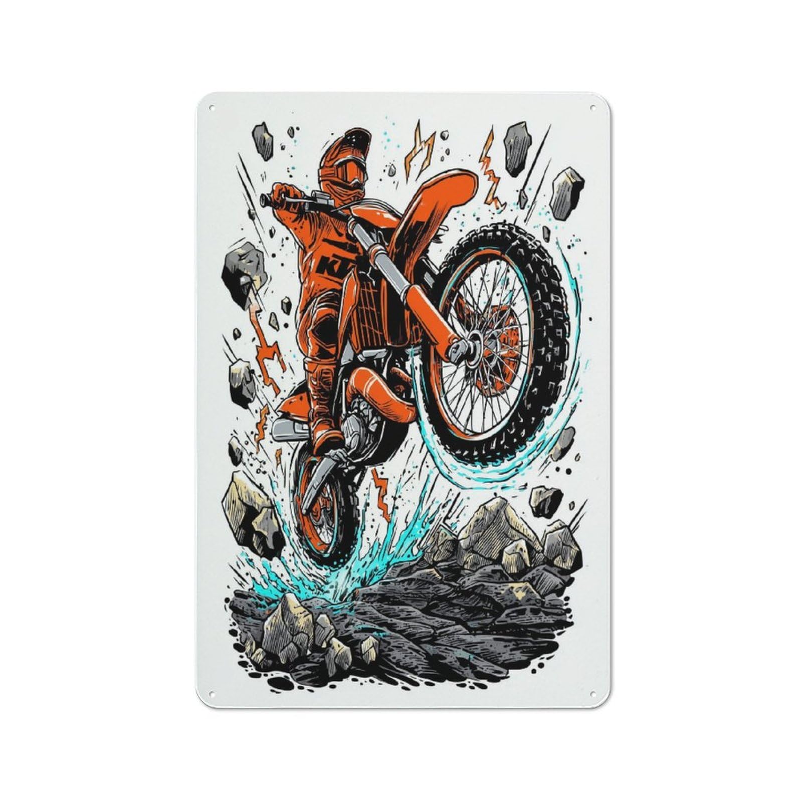 Junmoney Racing Over Rocks Metal Plaque 30X20cm With For Hallway Wall, Retro Decor, For Wall Display Collectors