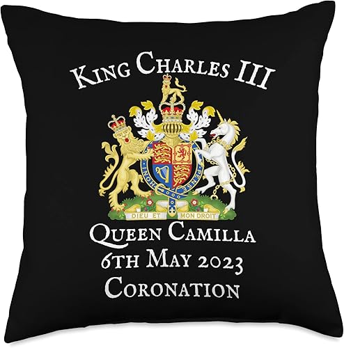 Miniatura 4 de KING CHARLES III, GREAT BRITISH MONARCH, UK FLAG Charles & Camilla Royal Coronation 2023 British Coat of ARMS Throw Pillow, 16x16, Multicolor
