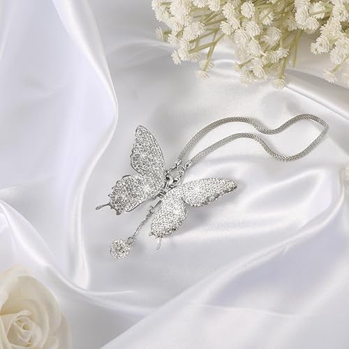 Miniatura 4 de Adorno colgante de mariposa para automóvil, elegantes diamantes de imitación de mariposa para espejo retrovisor, accesorios de automóvil, accesorios
