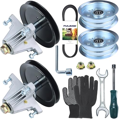 Miniatura 10 de Paquete de 2 conjuntos de husillo 918-06977A con polea tensora 756-05034A reemplazan 918-06977 para Cub Cadet XT1-LT46, XT2-LT46, Craftsman T225,