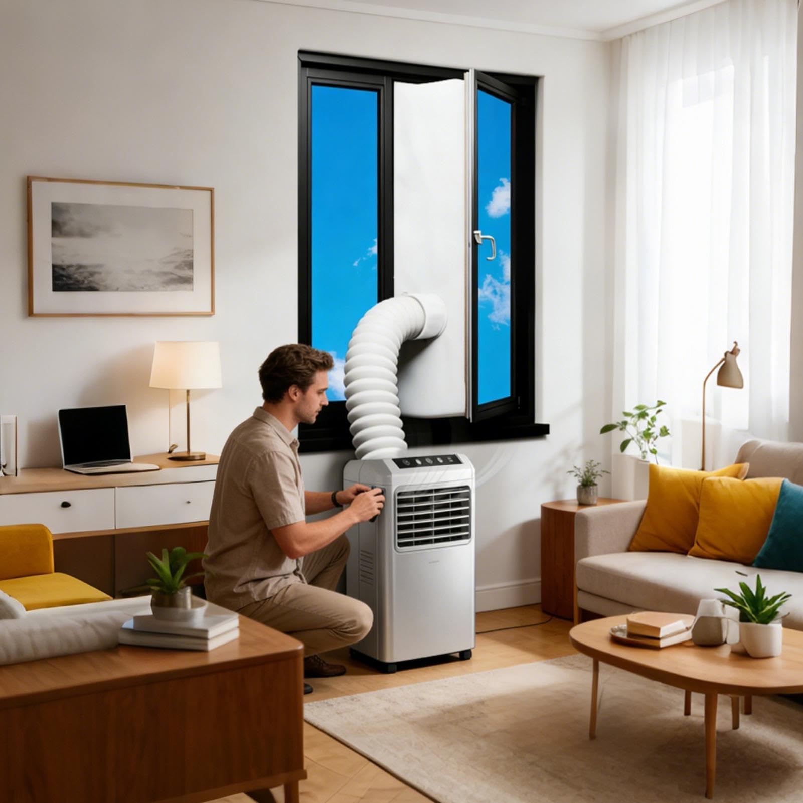 Guarnizione per finestra AC | Kit di guarnizione per finestra portatile AC | 400 cm/158 pollici per finestra di condizionatore d'aria mobile | Per installatori, appassionati di miglioramento della