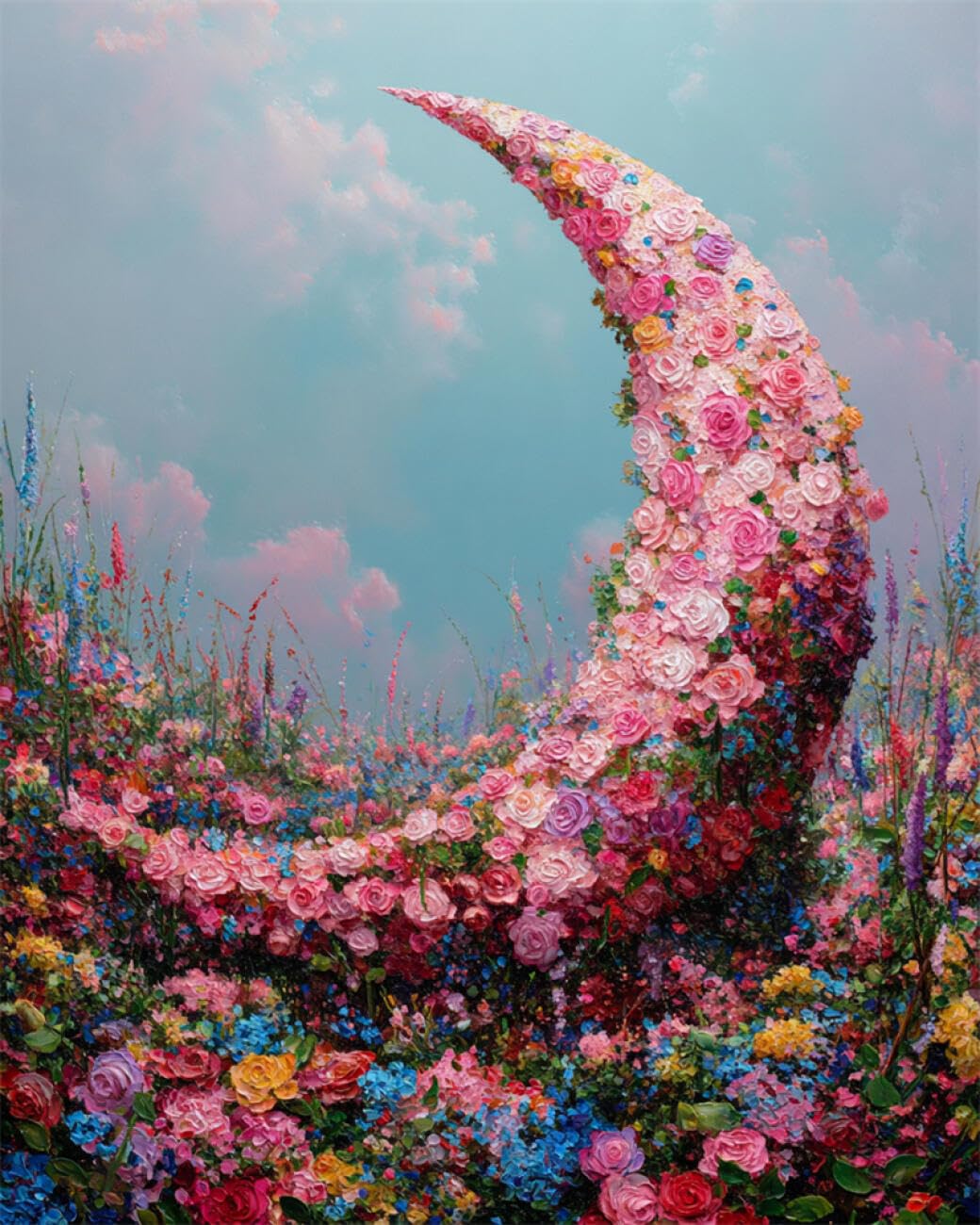 AMBATTERY DIY Bead Embroidery Kits Fantasy Roses and The Moon Bead Embroidery Kit for Adults Needlepoint Tapestry Set Beaded Stitching 40x50cm
