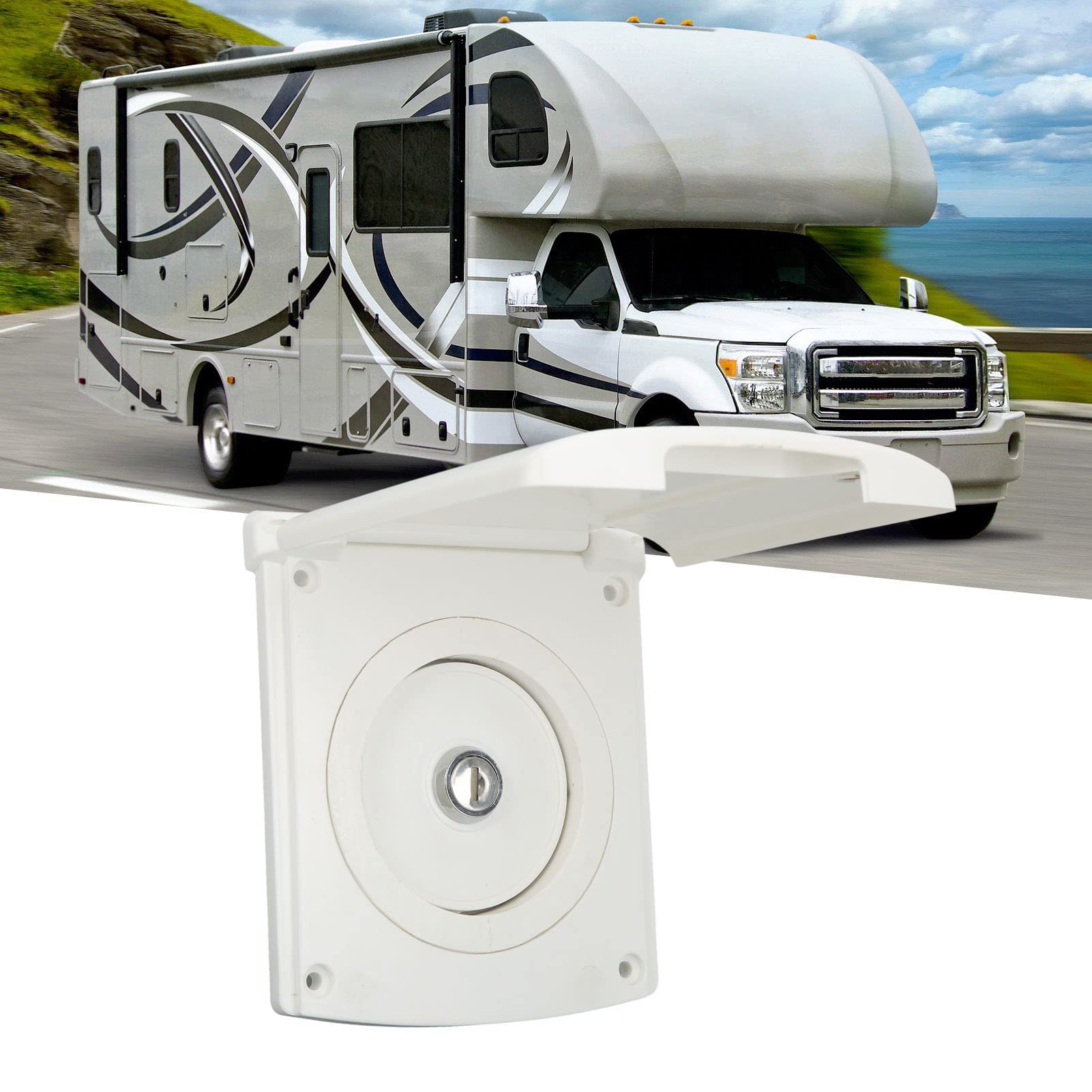 Entrada de rv, tapa de agua bloqueable grado de ingeniería asa ip44 equipo de tanque de llenado de entrada impermeable a prueba de fugas con 2 llaves para autocaravana camping remolque caravana barco