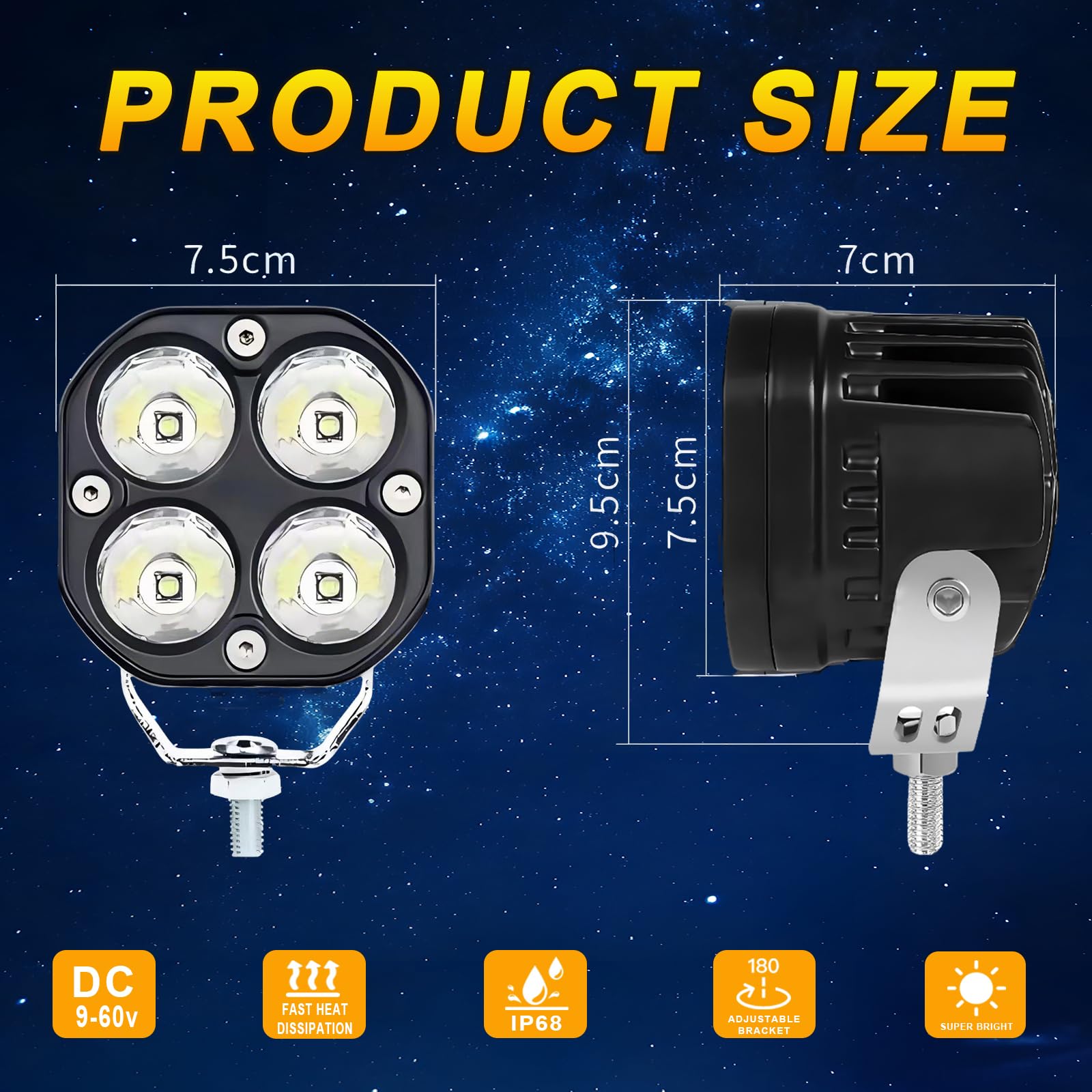 WELLIT 40W 12V/24V LED Work Lights, 3-Inch, Black, Compatible with Car, Motorcycle, Tractor, ATV, UTV, Bus, Truck, SUV, Boat, 4x4 - Image 2