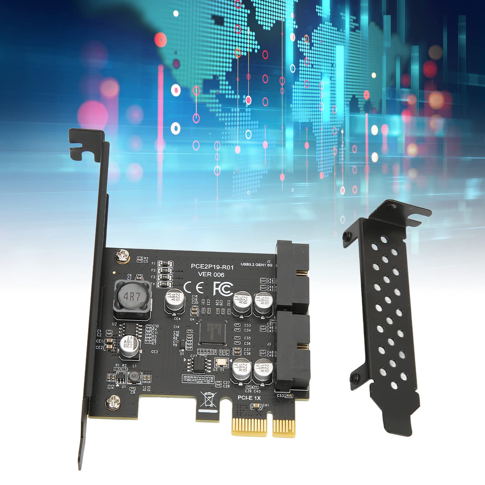 PCIE To 3.2 Expansion Card Black 5Gbps PCIE To USB3.2