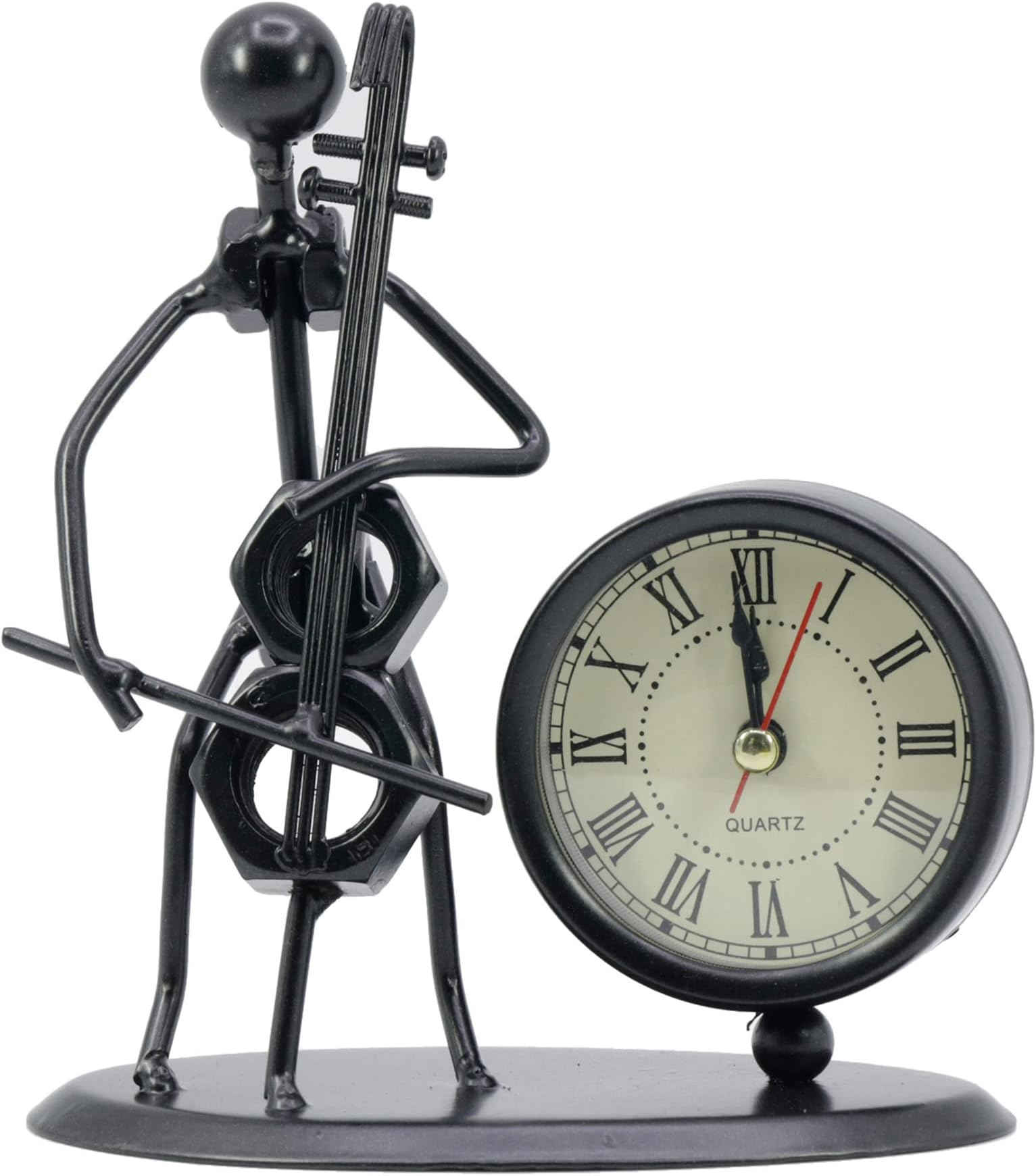 Vintage Style Metal Desk Clock, Classic Retro Table Clock, Creative Modern Iron Art Instrument Black Quartz Clock, Shelf Clock Decorative Desk Clock for Home Office Desk Decoration (XUBX-8)