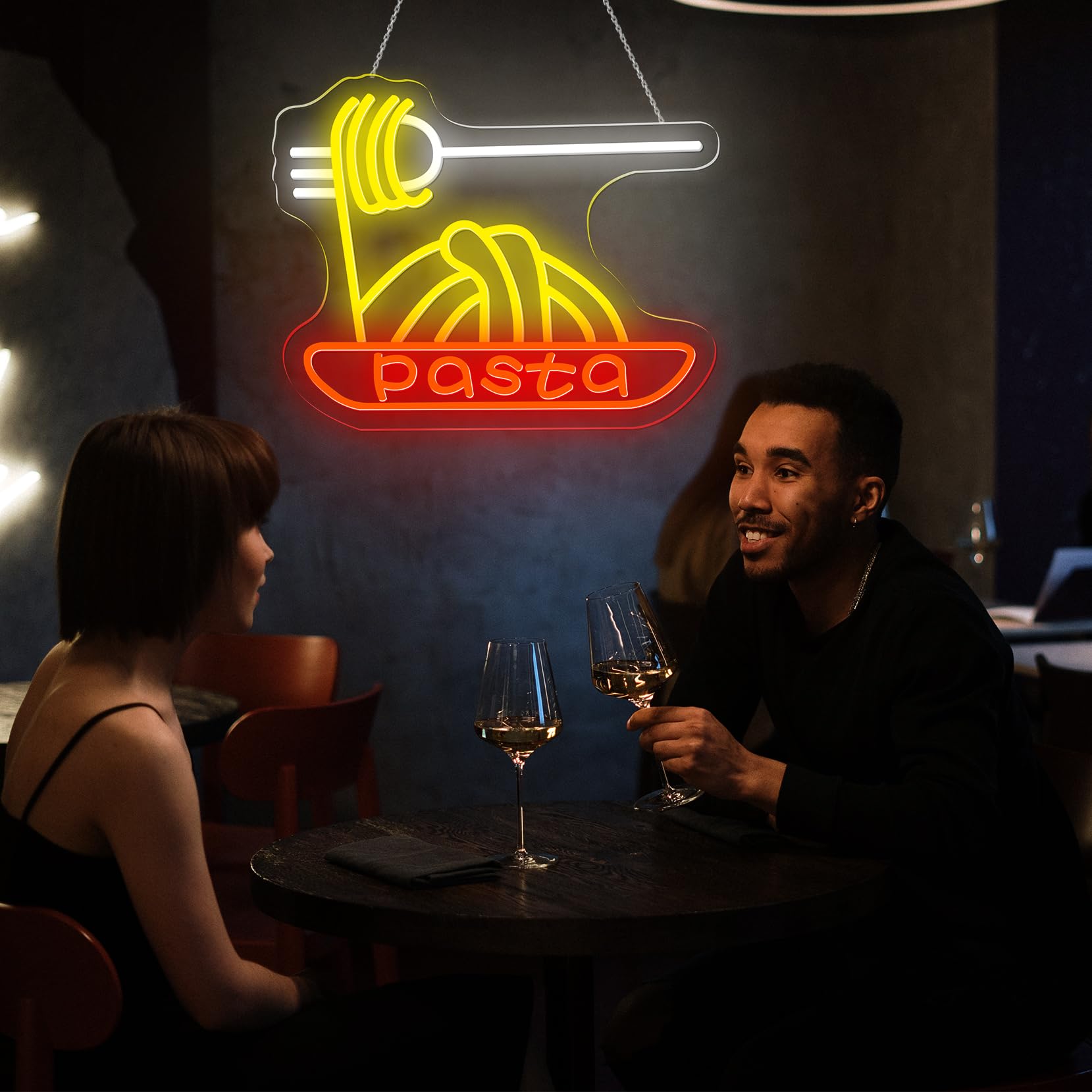 Italian Food ネオンライト 看板 パスタ ワイン USB LED Amazon | パスタネオンサインライトカスタム食品LEDサインレストラン