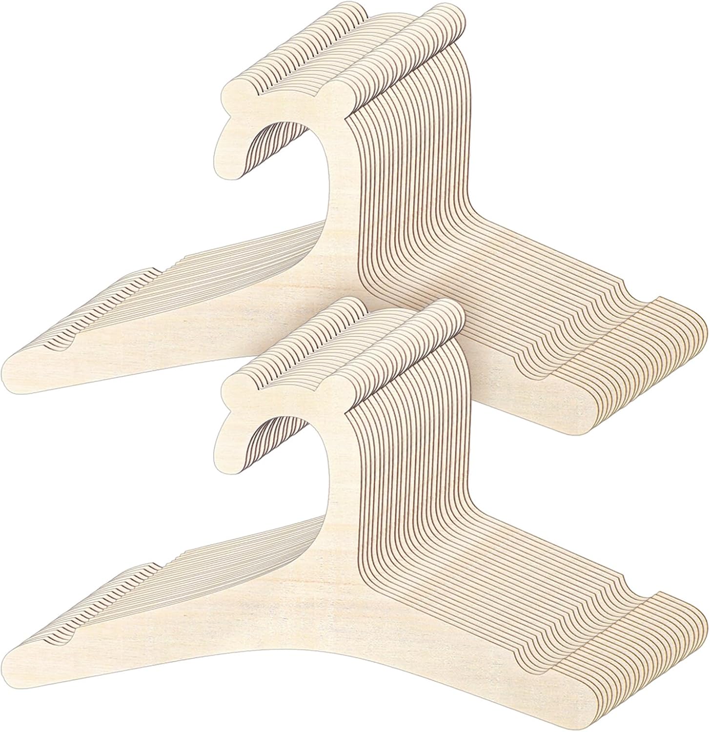 Qianyu 50 Pack Cute Newborn Babys Hanger Wooden Baby Hangers for Clothes