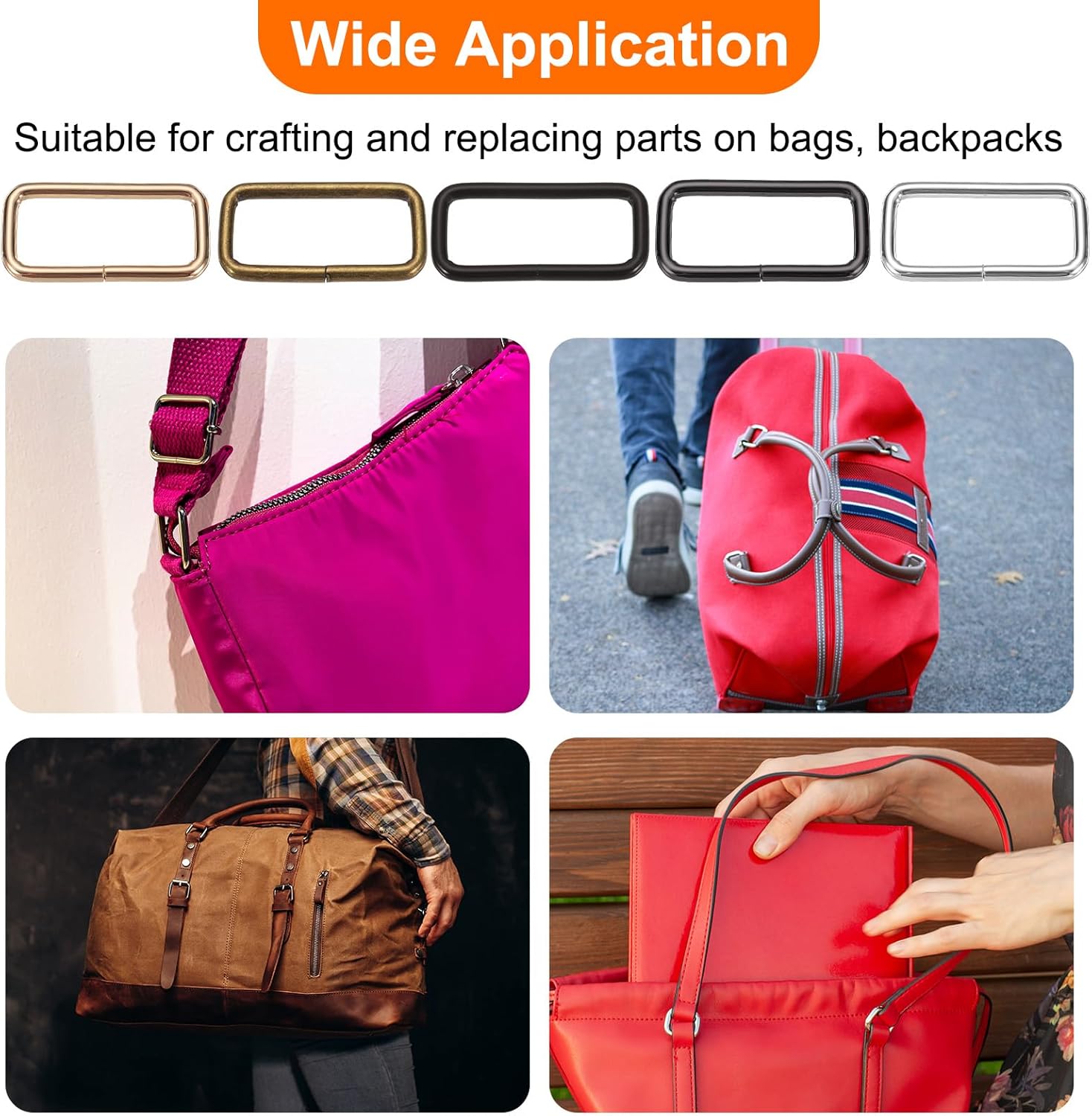 uxcell Metal Rectangle Ring Buckles, Square Strap for Macrame Ornaments Sewing Projects - Image 6