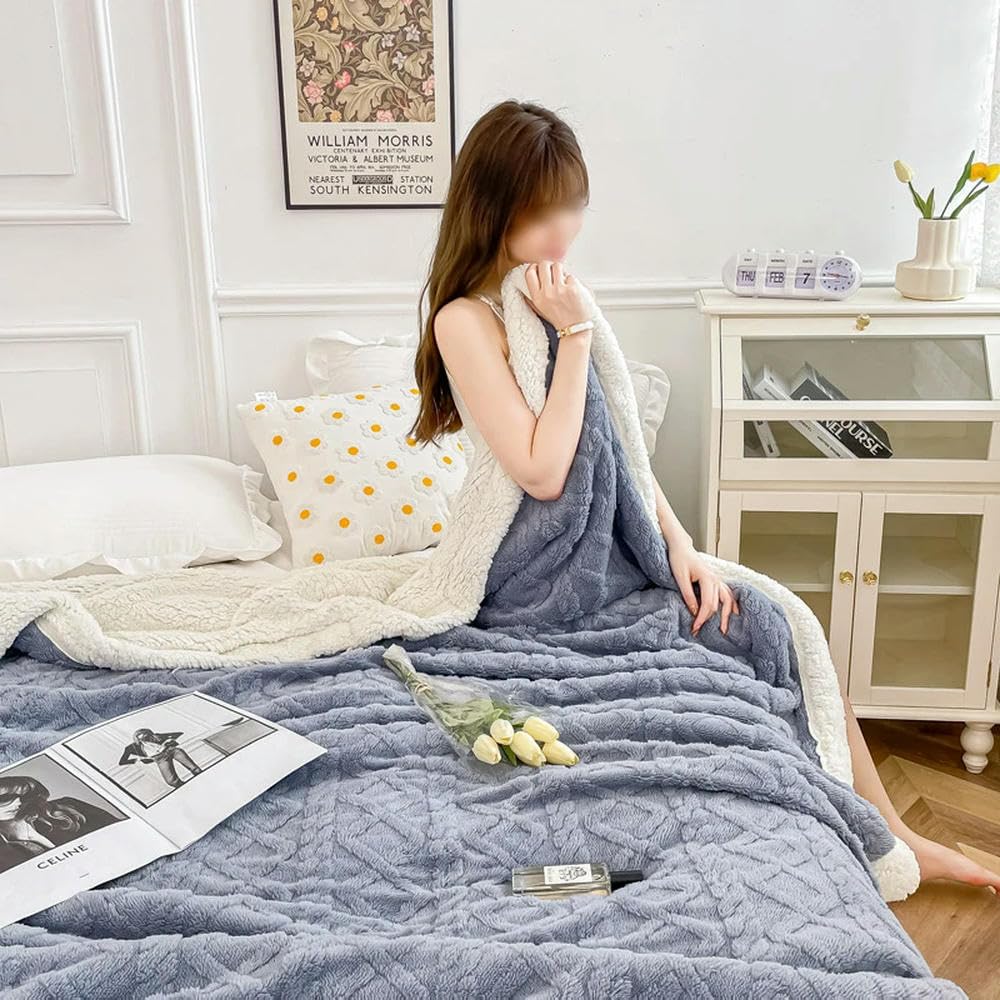 Manta a Cuadros de Lana Polar cálida para Invierno, para Adultos, sofá Cama, edredón, Colcha de Felpa de Invierno