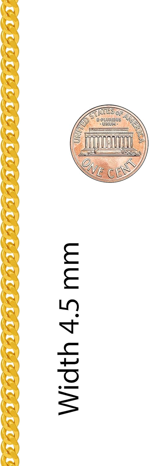 LIFETIME JEWELRY 4.5mm Curb Link Chain Necklace for Women & Men 24k Gold Plated (22.0) | 