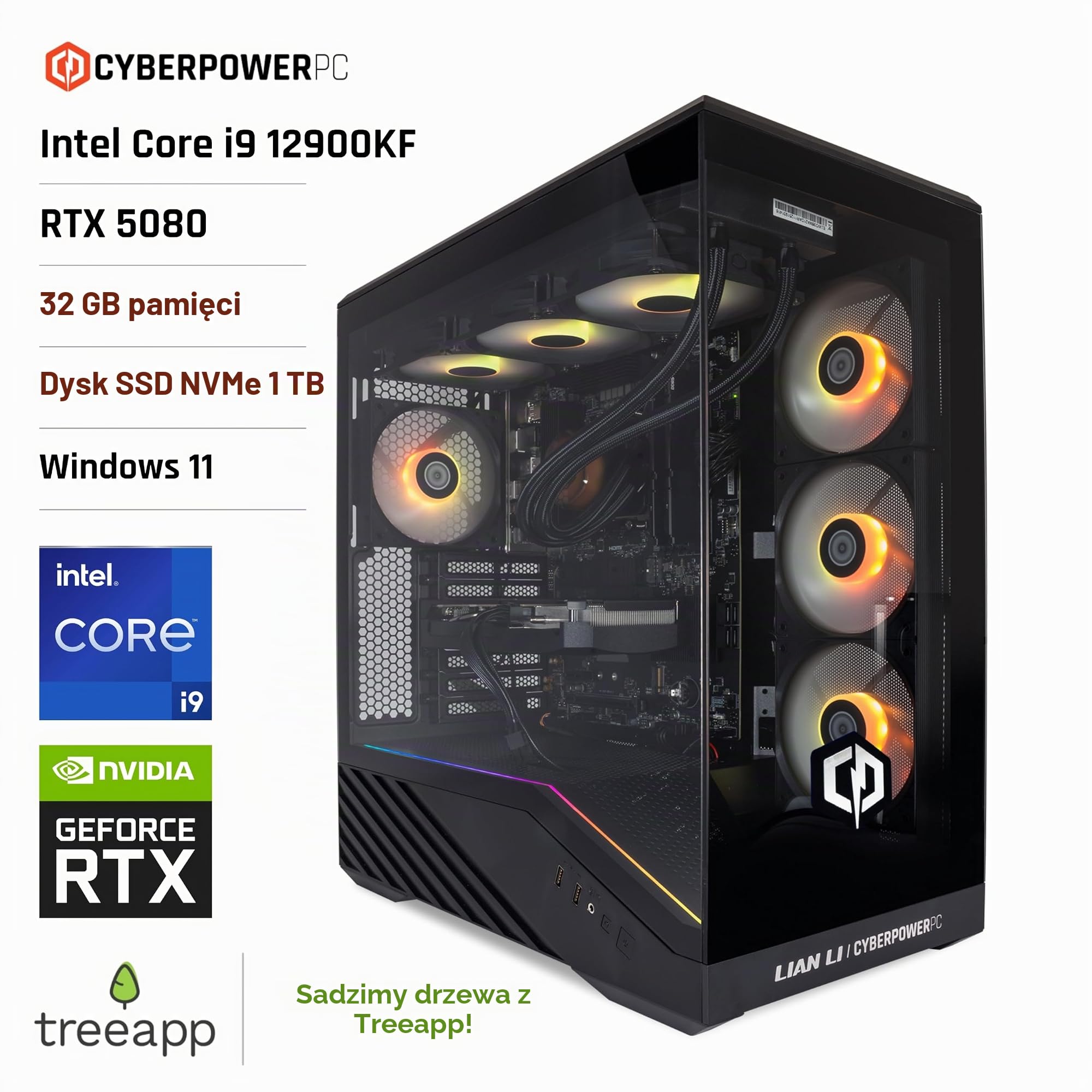 CyberPowerPC Luxe Gaming PC - Intel Core i9 12900KF, Nvidia RTX 5080, 32GB RAM, 1TB NVMe SSD, 850W PSU, Windows 11, Liquid Cooling, V100R