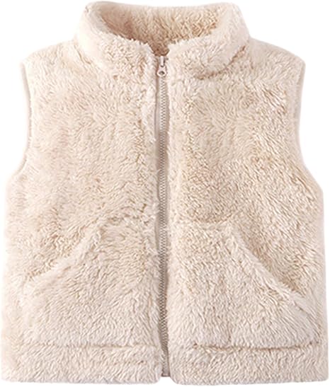 Toddler Baby Boys Girls Fleece Vest Sleeveless Sherpa Waistcoat Jacket Zip up Soft Fall Winter Coat Outerwear