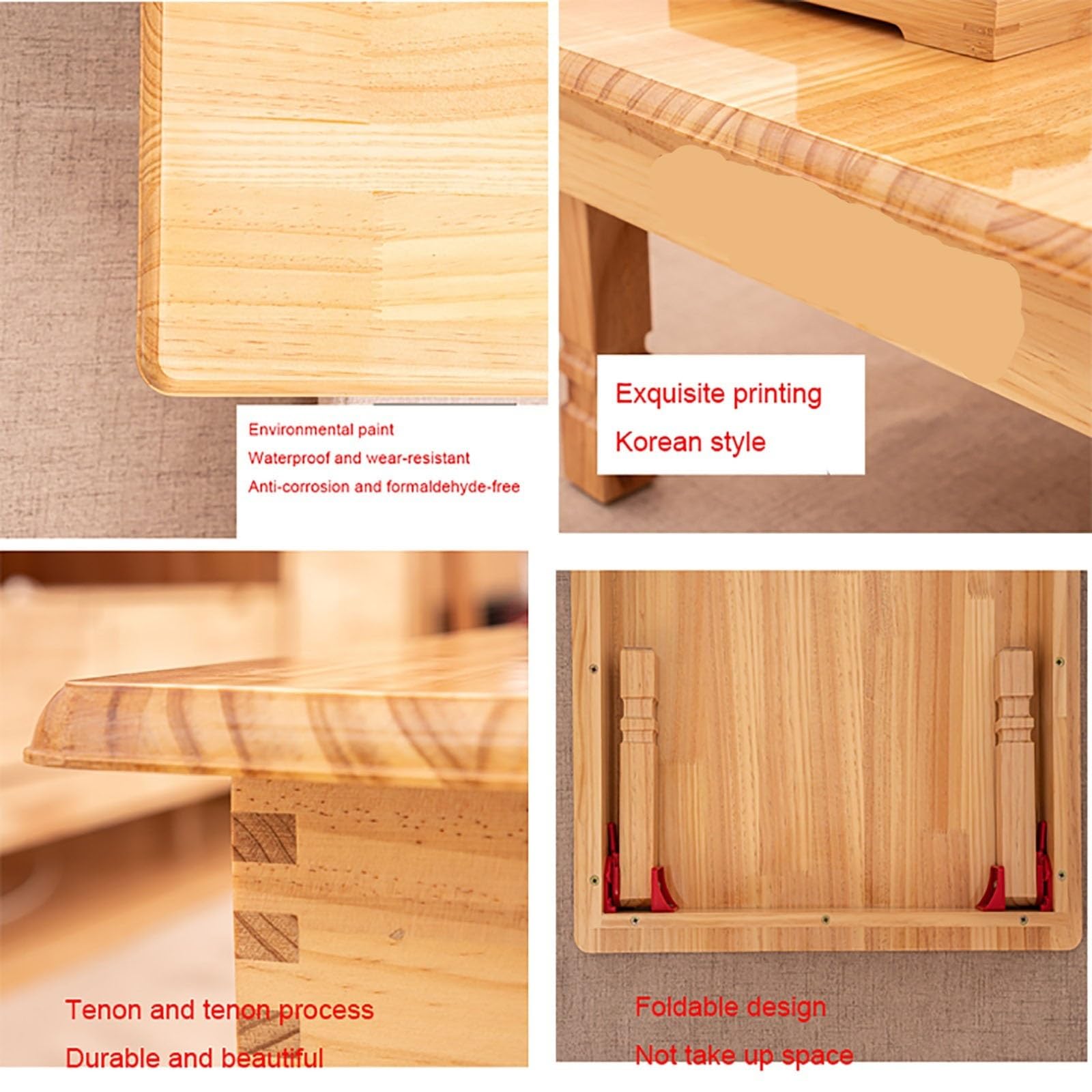 Tavolo da pranzo pieghevole in legno massello, stile coreano, per tatami, vetrata, sala da tè, tavolo versatile da caffè/studio, design moderno, mobili salvaspazio