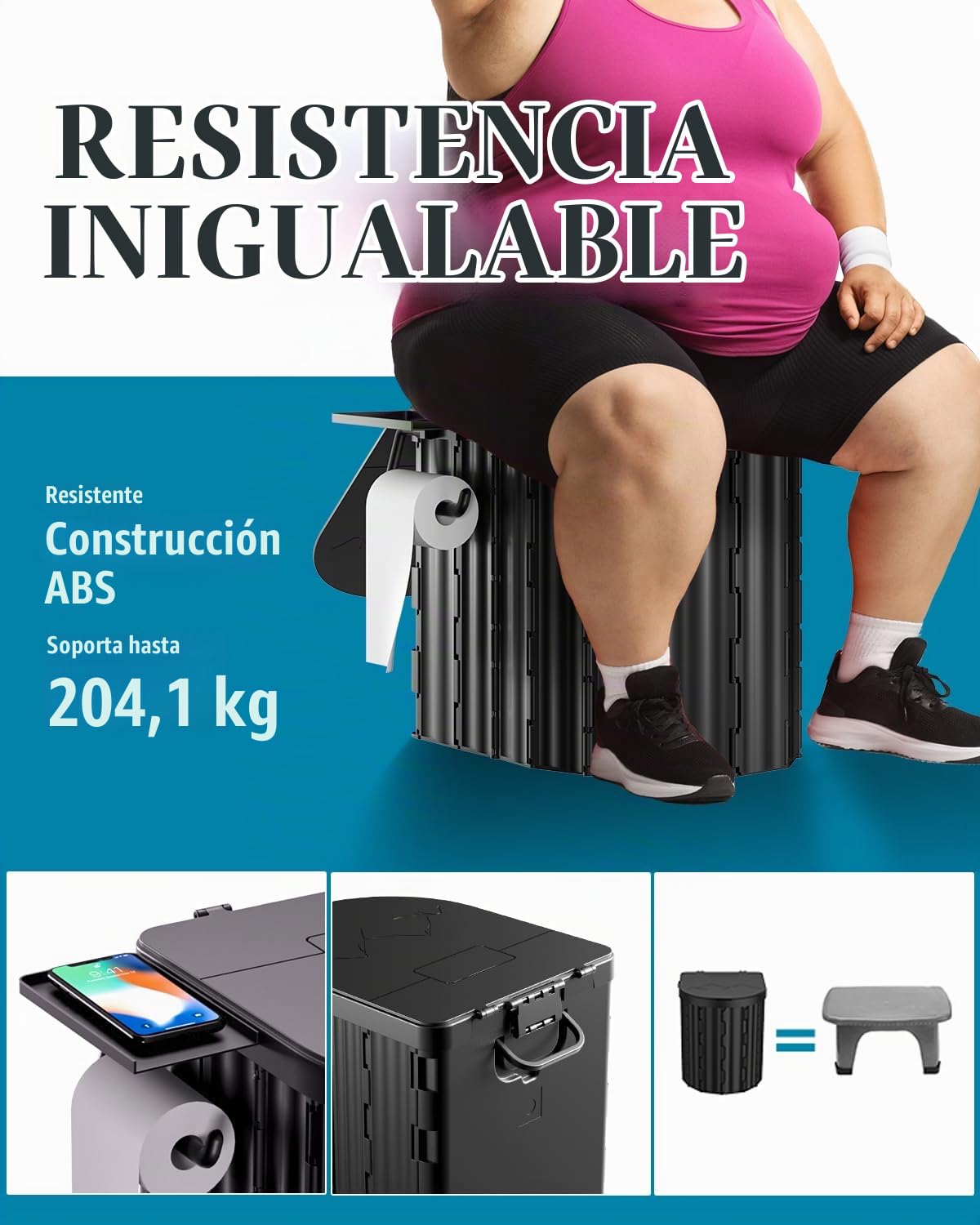 Inodoro portátil con gel de orina y bolsas a prueba de fugas, inodoro de camping sin olor para adultos y niños, orinal de viaje al aire libre con diseño ergonómico