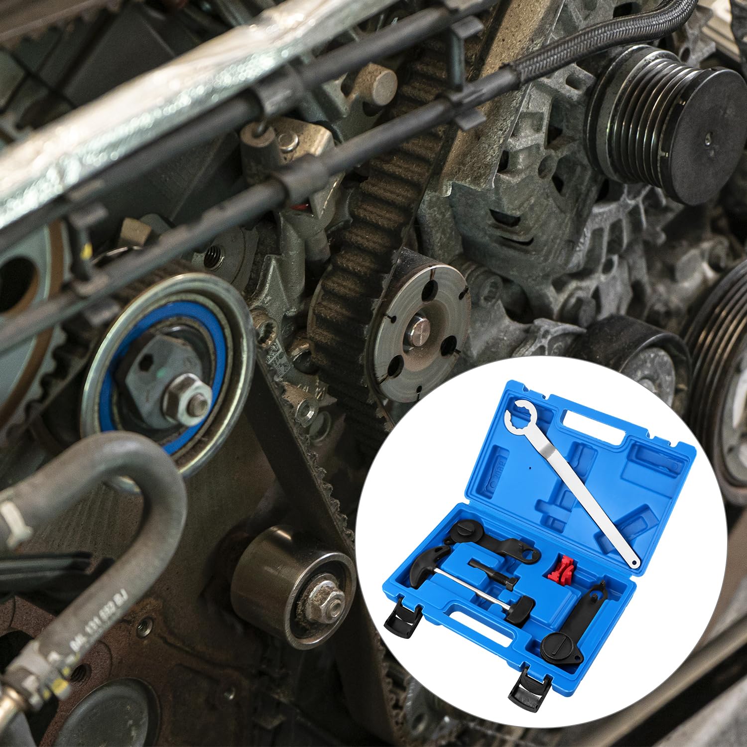 QWORK® Strumento per Cinghia di distribuzione, Strumento per Albero a camme, Strumento di Regolazione del Motore, Compatibile con Audi A3, Jetta, Skoda