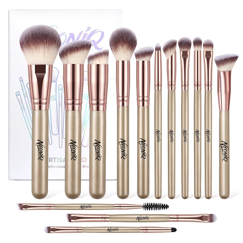 Kit de 14 Pincéis de Maquiagem NEONIQ Dourado