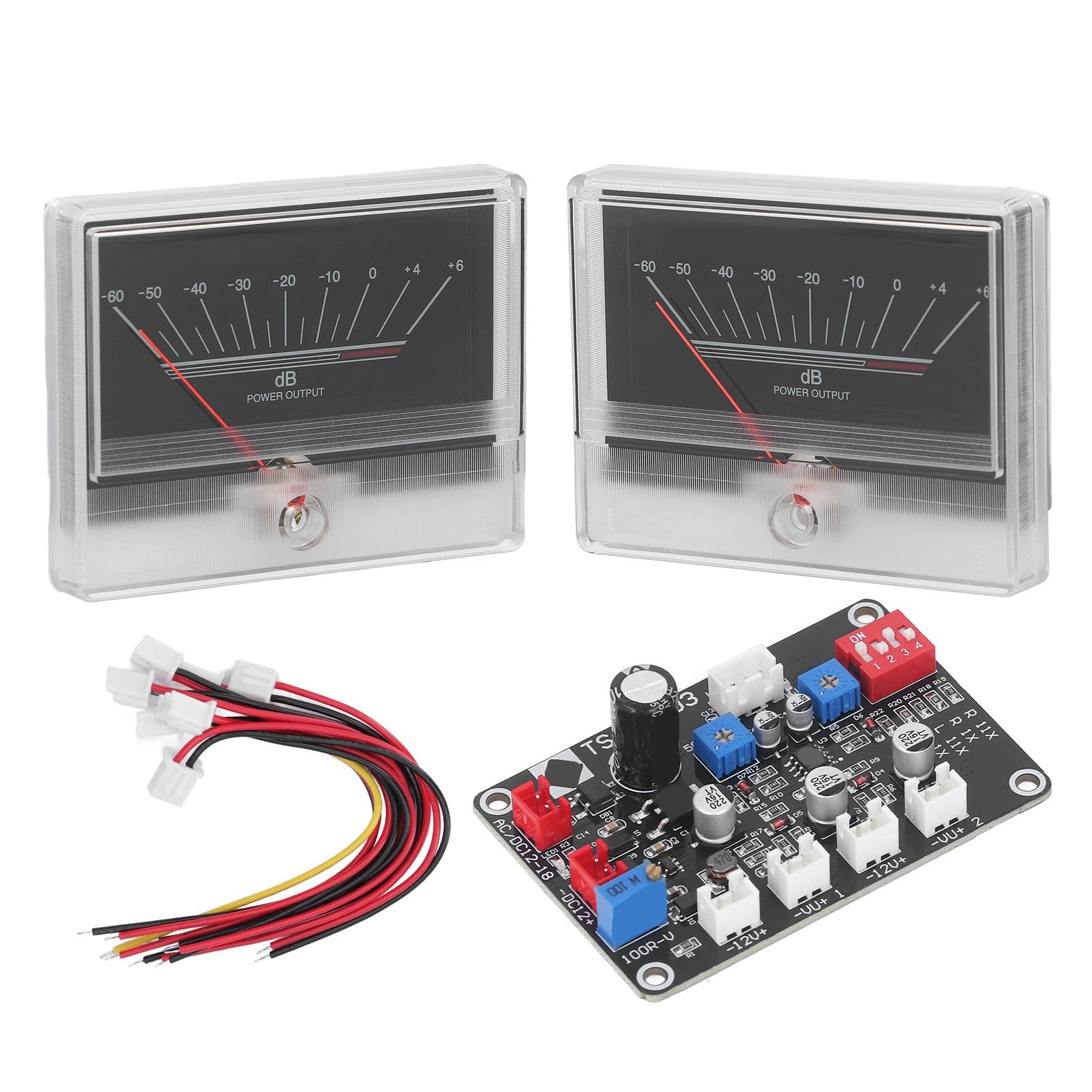 VU Meter Kit with Driver Board for Power Amplifier DIY Project, Backlit Audio Level Indicator for Home and Car, White 960uA Max Current Sensitivity
