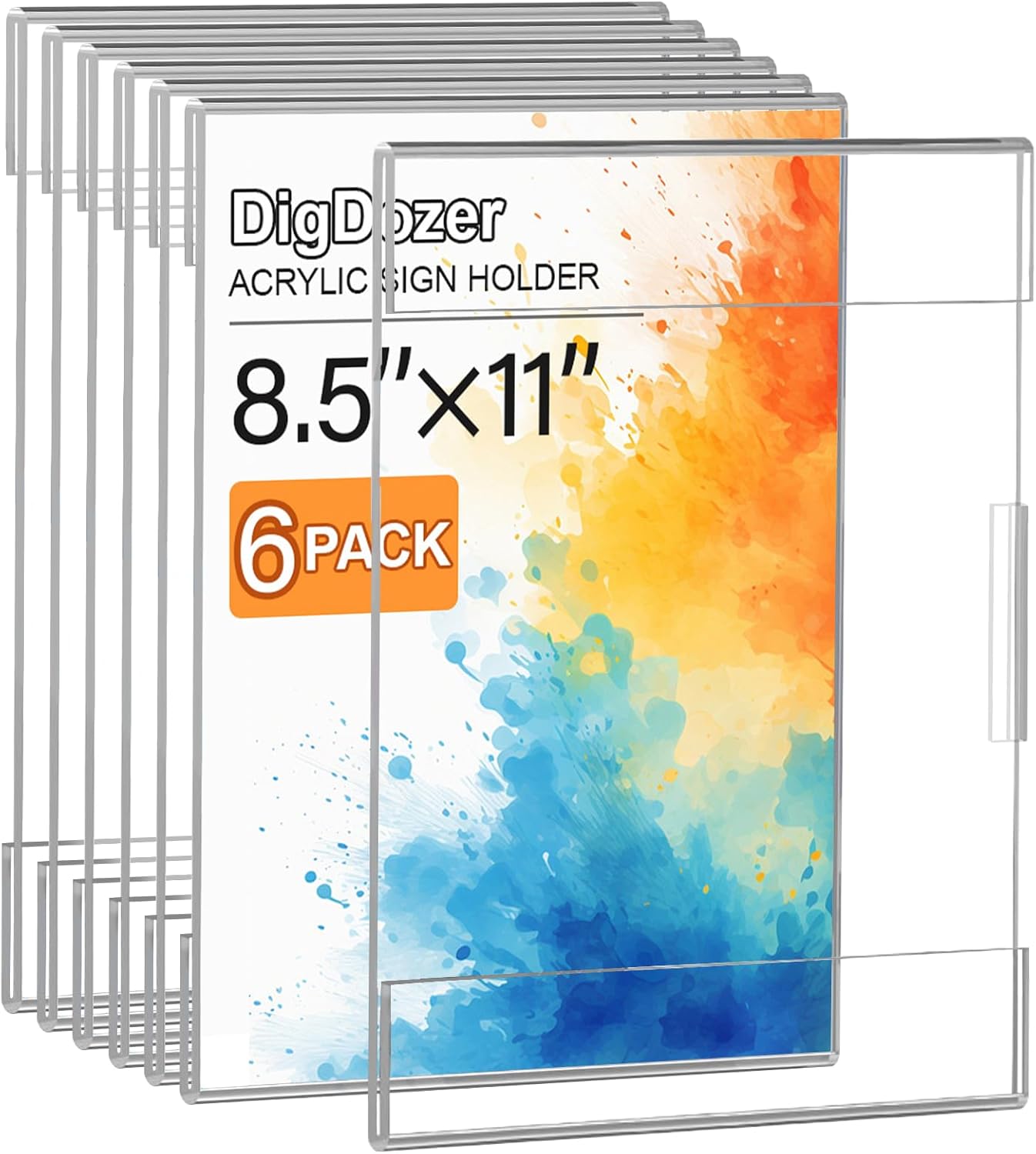 12 Pcs Acrylic Sign Holder 8.5 x 11, Dual-Purpose Wall Mount Sign Holders with Adhesive, Clear Plastic Frames Paper Display Sign Holders for Office, Store, Restaurant - Horizontal or Vertical