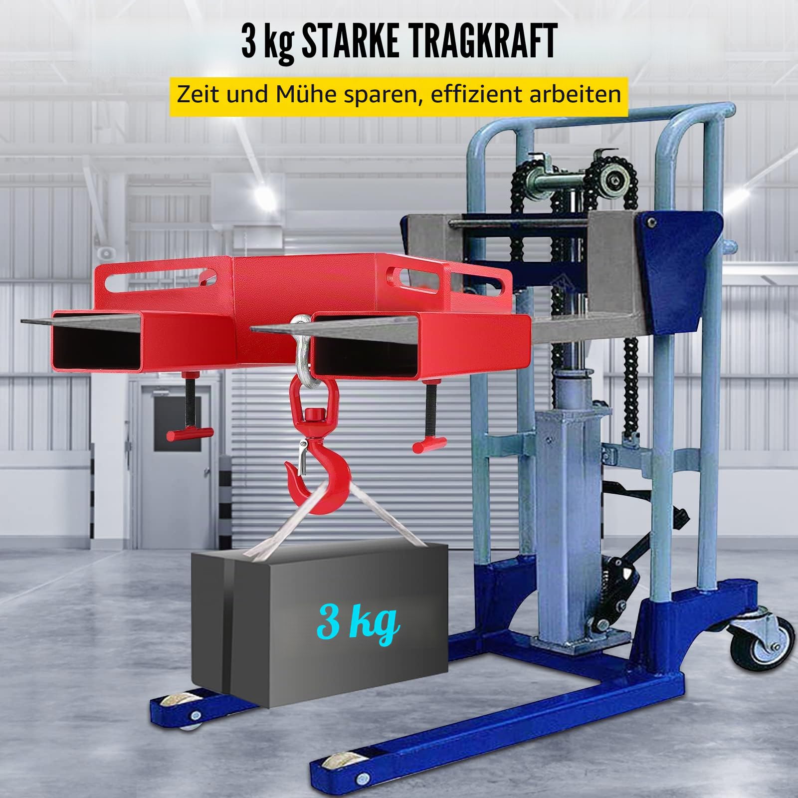 VEVOR 3T Haken Gabelstapler Haken Doppelte Gabel Design, 3000 kg Gabelstapler-Hebehaken Kohlenstoffstahl, 530 x 530 x 170 mm Gabelstapler Hebezeug Schwenkhaken Mobilkran Gabelstapler Anbaugeräte