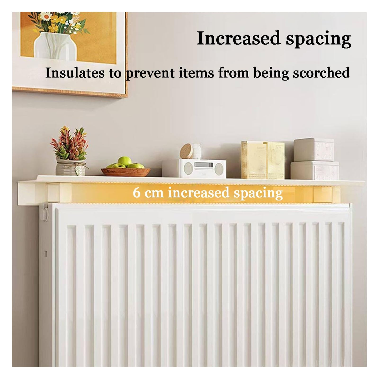 Estante para Radiador, Soporte Exposición para Radiador Estantería Pared sin Taladros Fácil Limpiar para La Decoración del Pasillo Un Piso (39.3in/100cm)