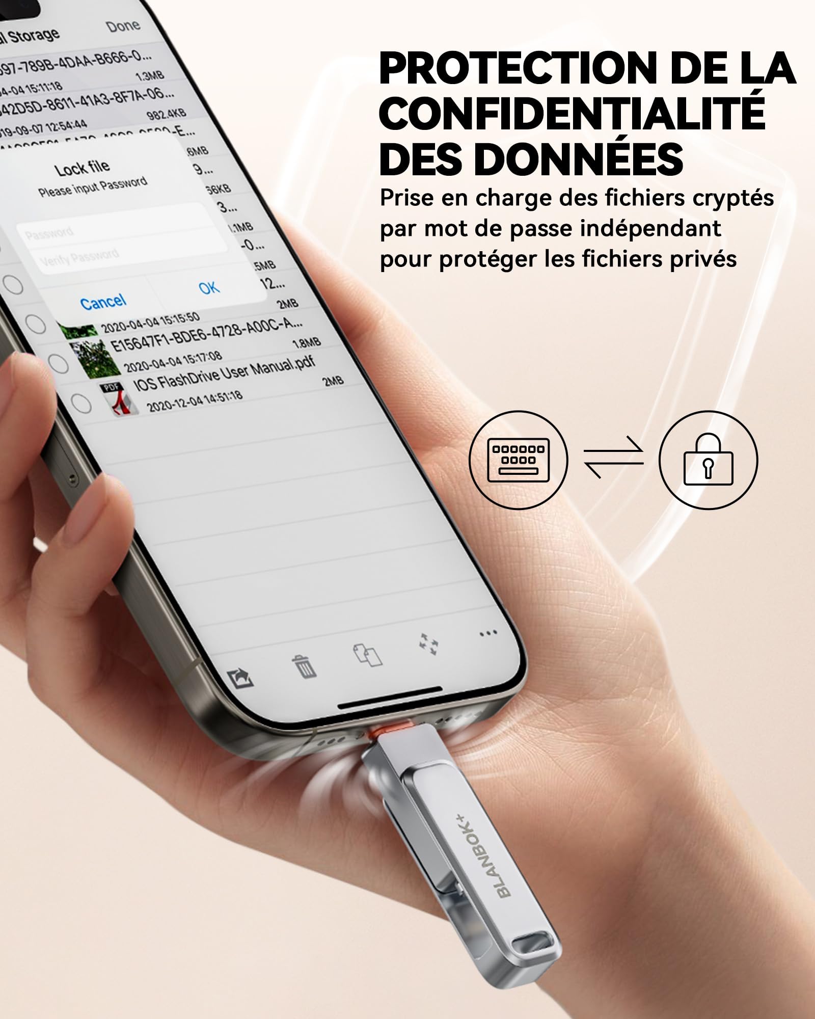 Certifiée MFi Clé USB C 256 Go, USB C Photo Stick, Cle USB iPhone Stockage Externe,Memoire Externe pour iPhone/iPad/Smartphone/PC