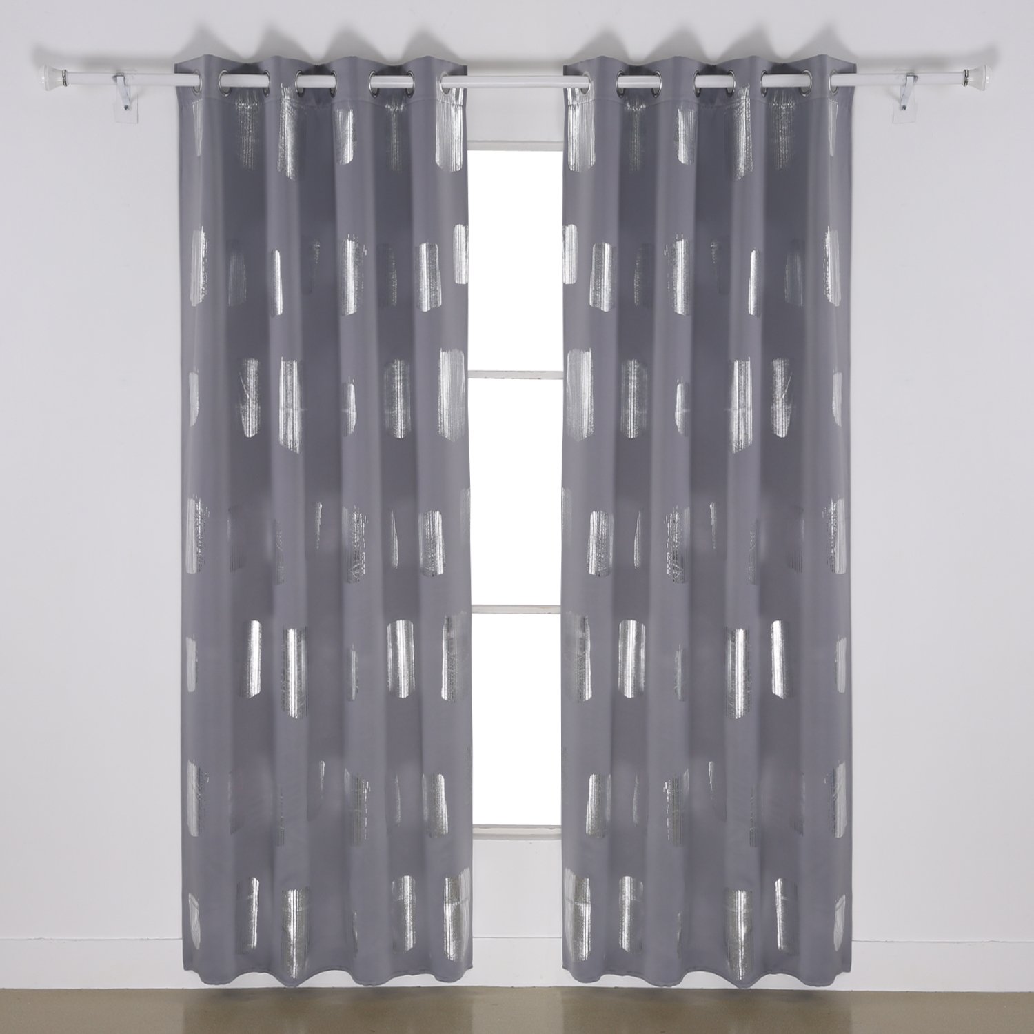 Rideau Occultant Imprimé Gris Clair 52x95 Inch pour une Obscurité Élégante