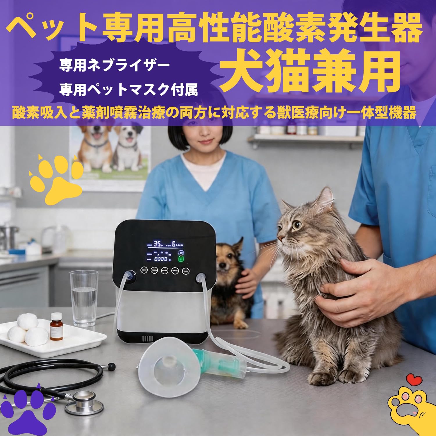 Amazon.co.jp: ペット用 酸素濃縮器・老犬猫対応｜90%酸素生成・72時間