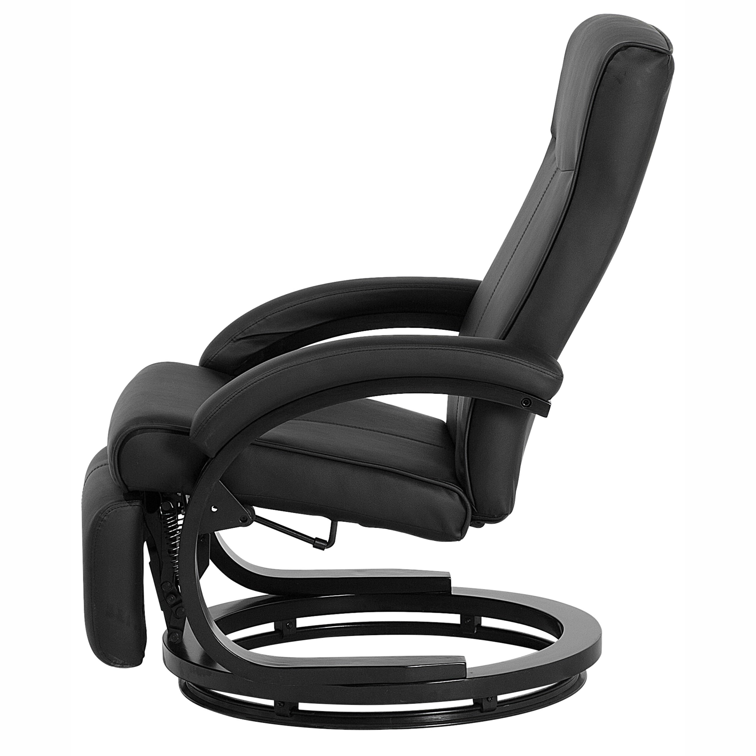 Beliani Fauteuil Inclinable en Cuir PU Noir avec Rembourrage Épais et Repose-Pied pour Salon au Design Moderne et Élégant